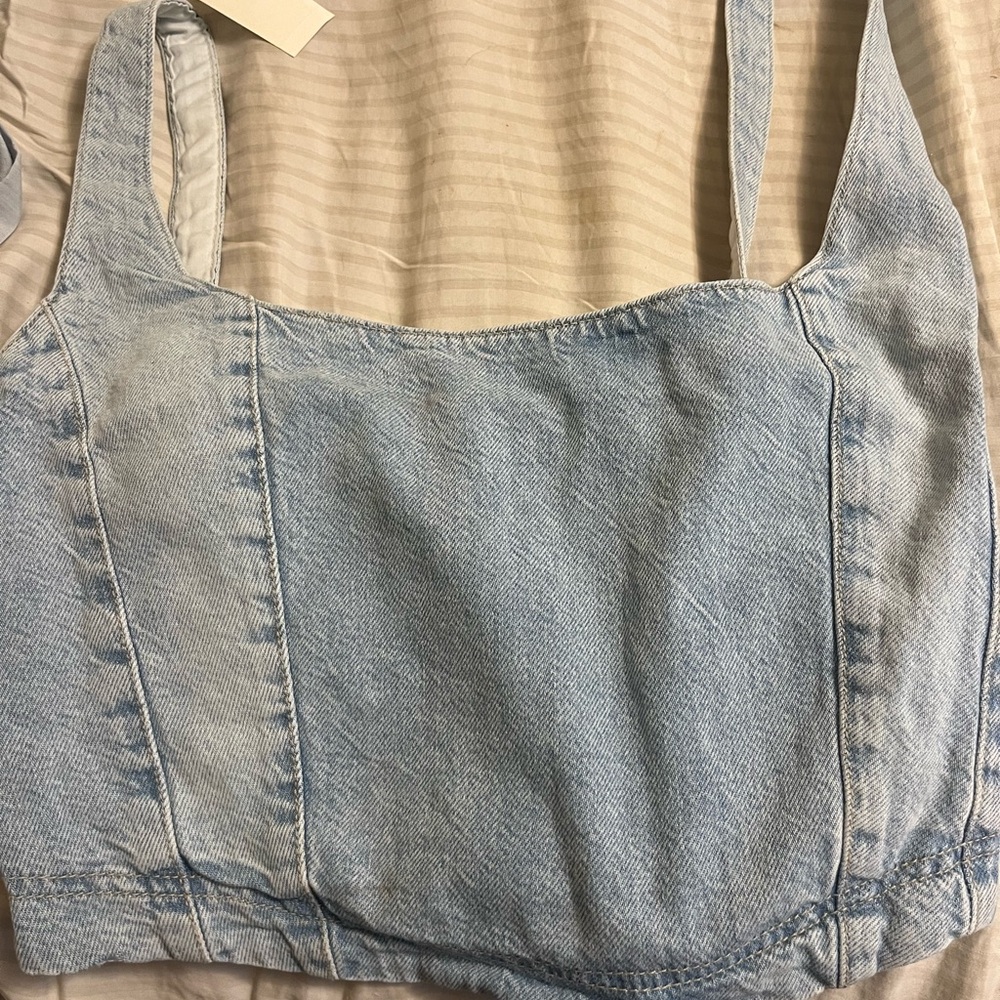 Denim Corset Crop Top NWT